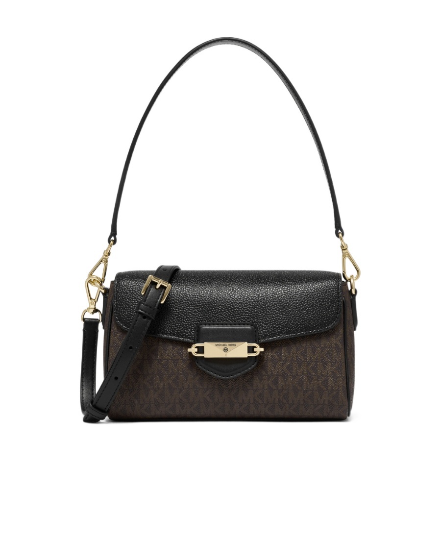 Michael Kors Fleur Monogrammed Shoulder Bag In Black