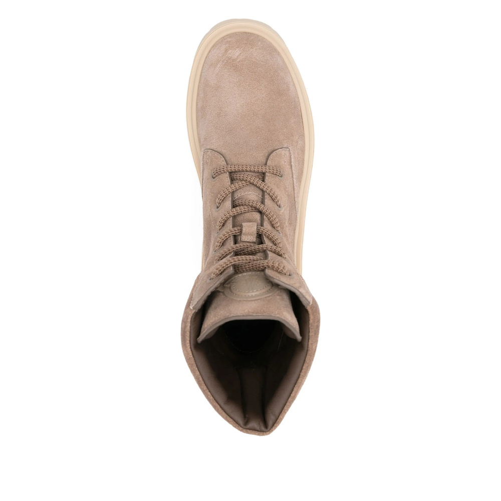 Moncler Logo Patch Lace-up Boots In Brown