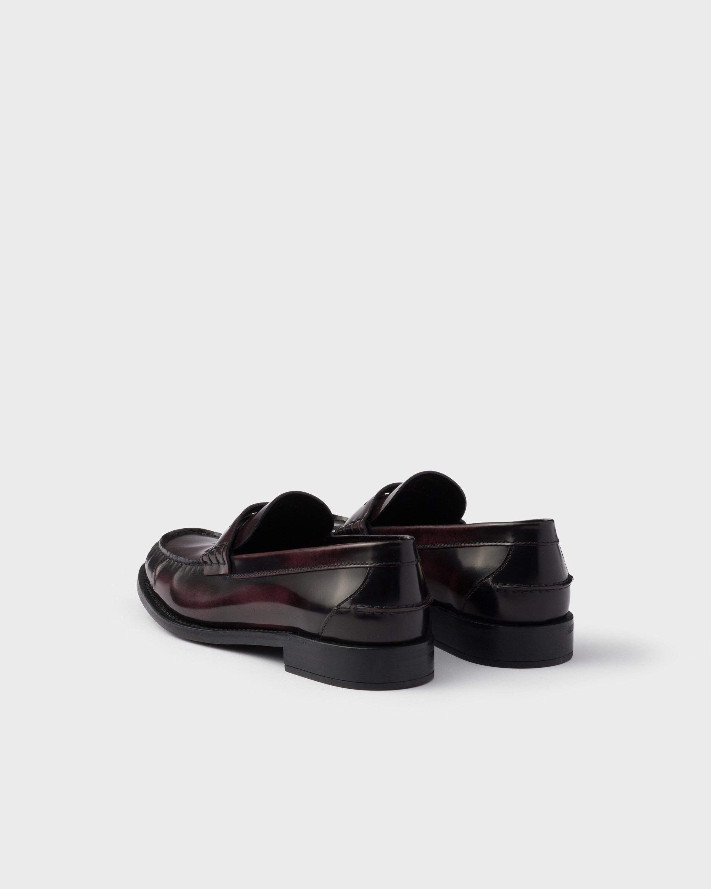 Prada Brushed Leather Loafers In Black