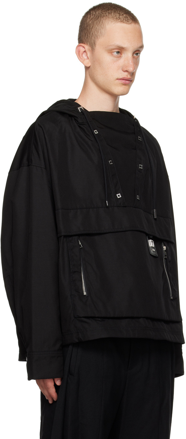 Wooyoungmi Hooded Long-sleeved Casual Jacket In Black