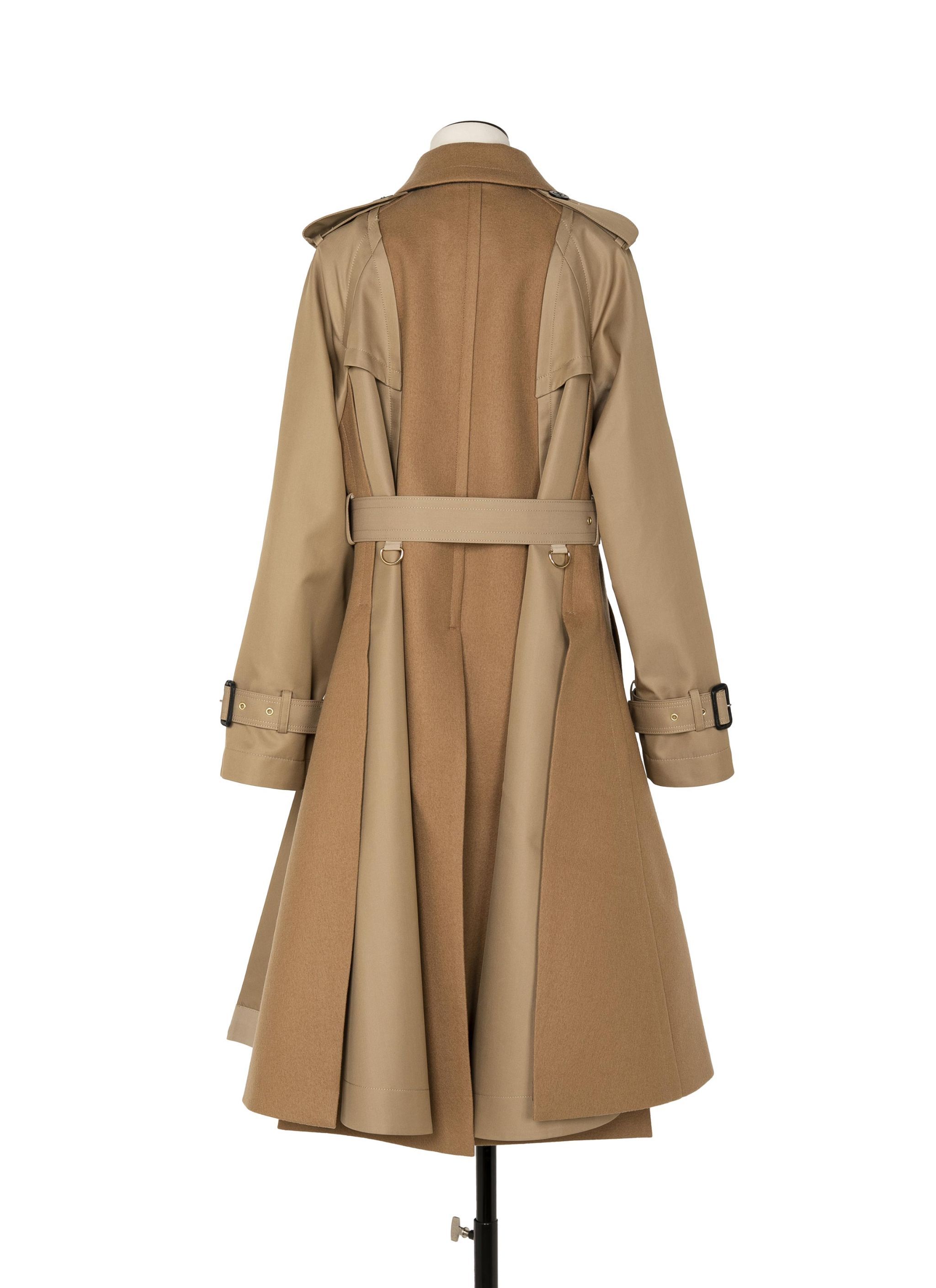 Shop Sacai Panelled Trench Coat In Brown