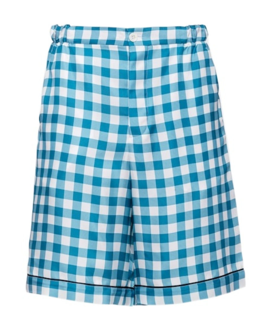 Prada Checkered Shorts In Blue