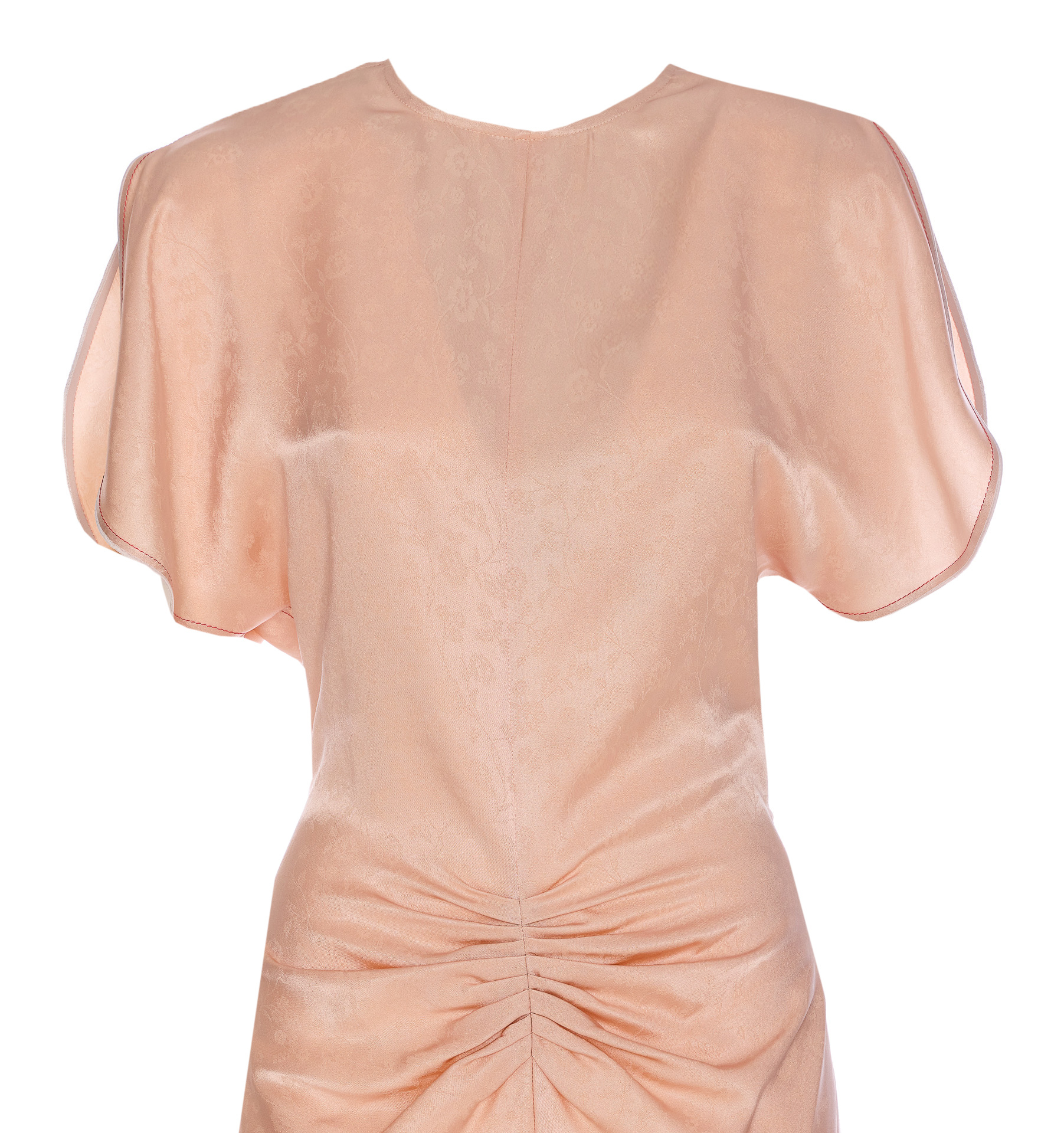 Victoria Beckham Light Pink Damask Dress With Gathering In Nude