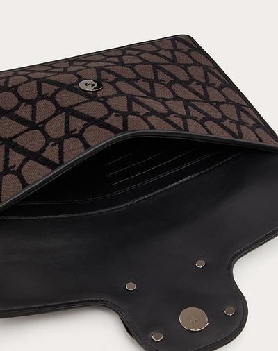 Valentino Loco' Toile Iconographe Pouch In Black