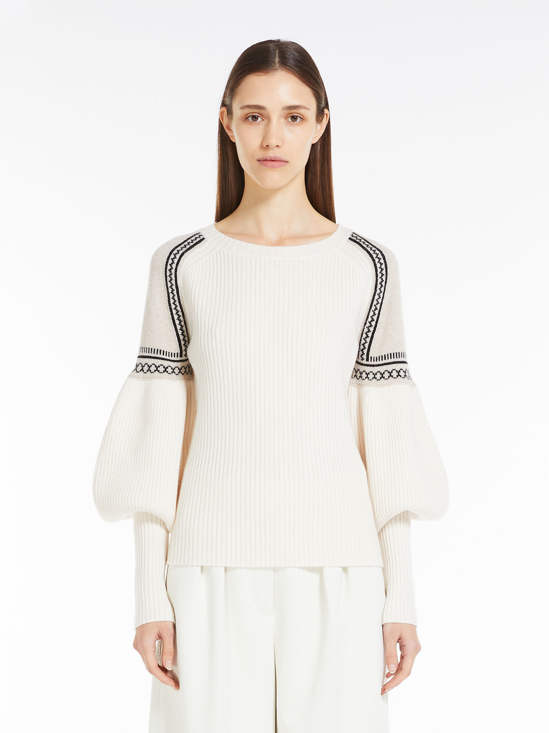 Shop Max Mara Wool Cashmere Knitted Sweater In White