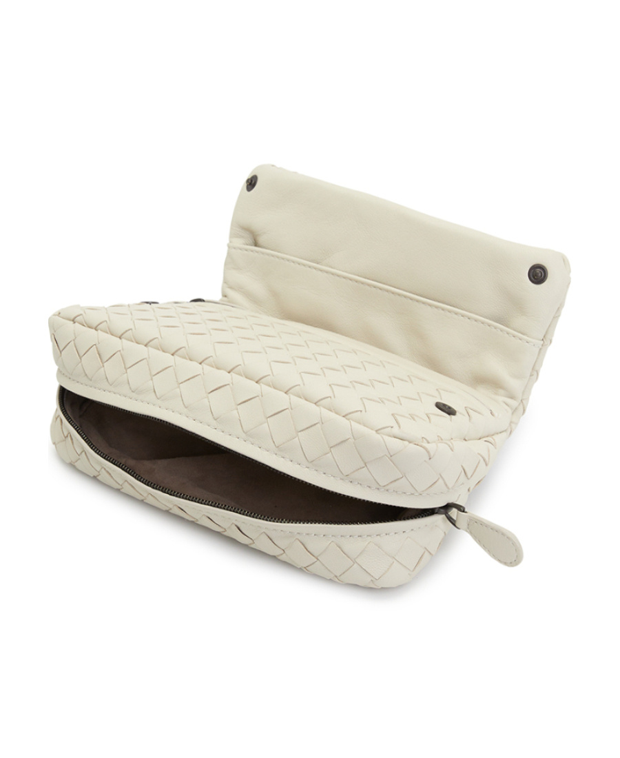 Shop Bottega Veneta Flip Shoulder Bag In White
