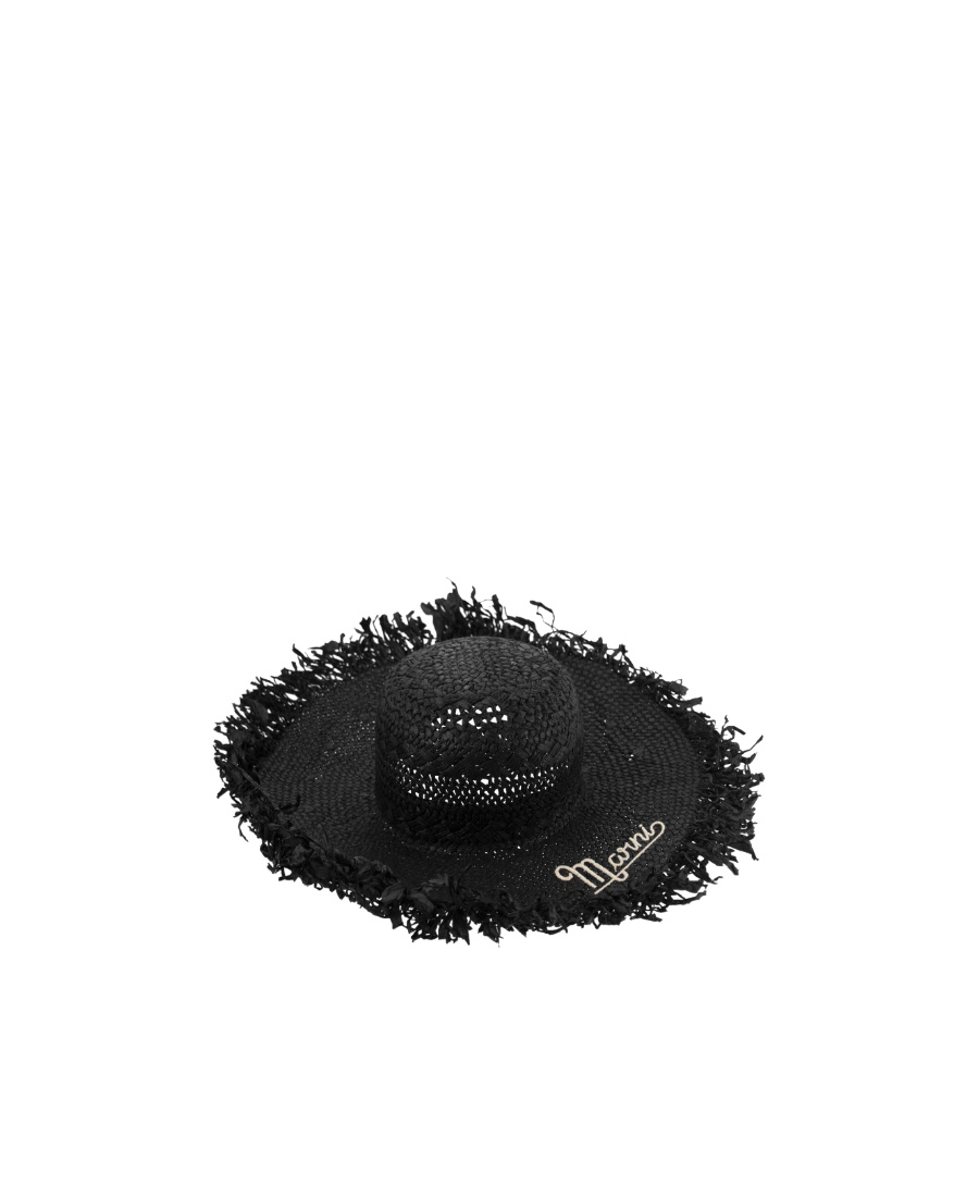 Shop Marni Logo-embroidered Wide-brim Hat In Black