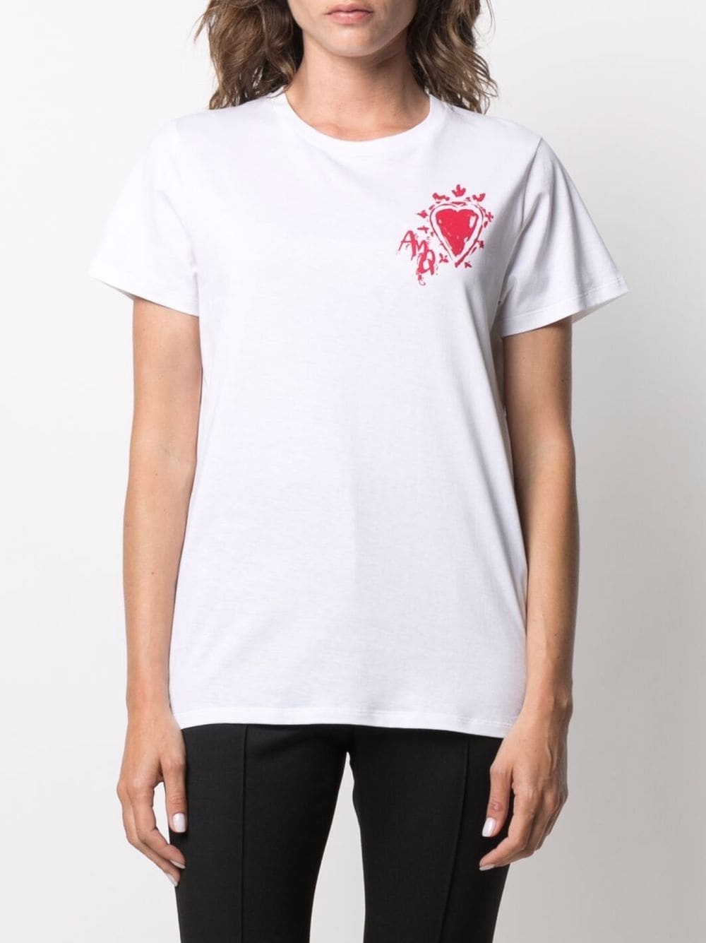 Alexander Mcqueen Heart-print Cotton T-shirt In White