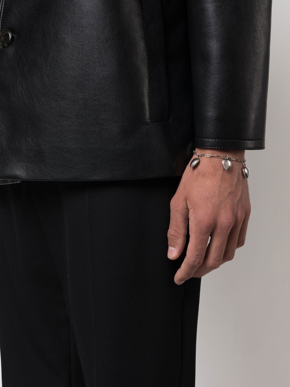 Saint Laurent Coeur Chain Bracelet In White