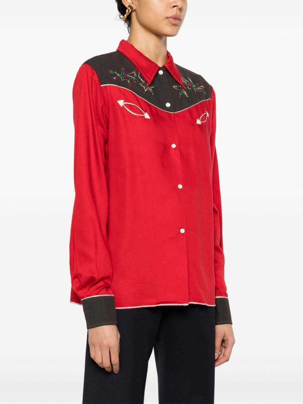 Shop Bode Long-sleeved Shirt In Red