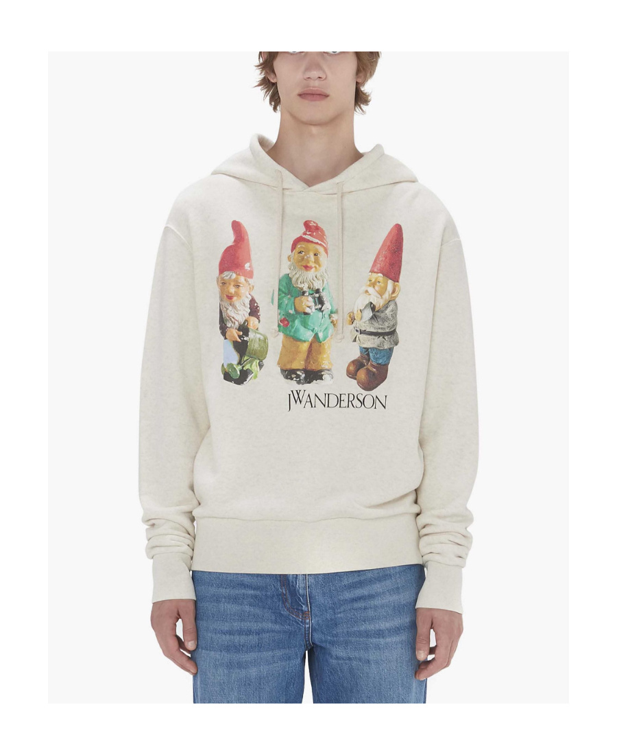 Jw Anderson Gnome Trio Cotton Hoodie In Nude