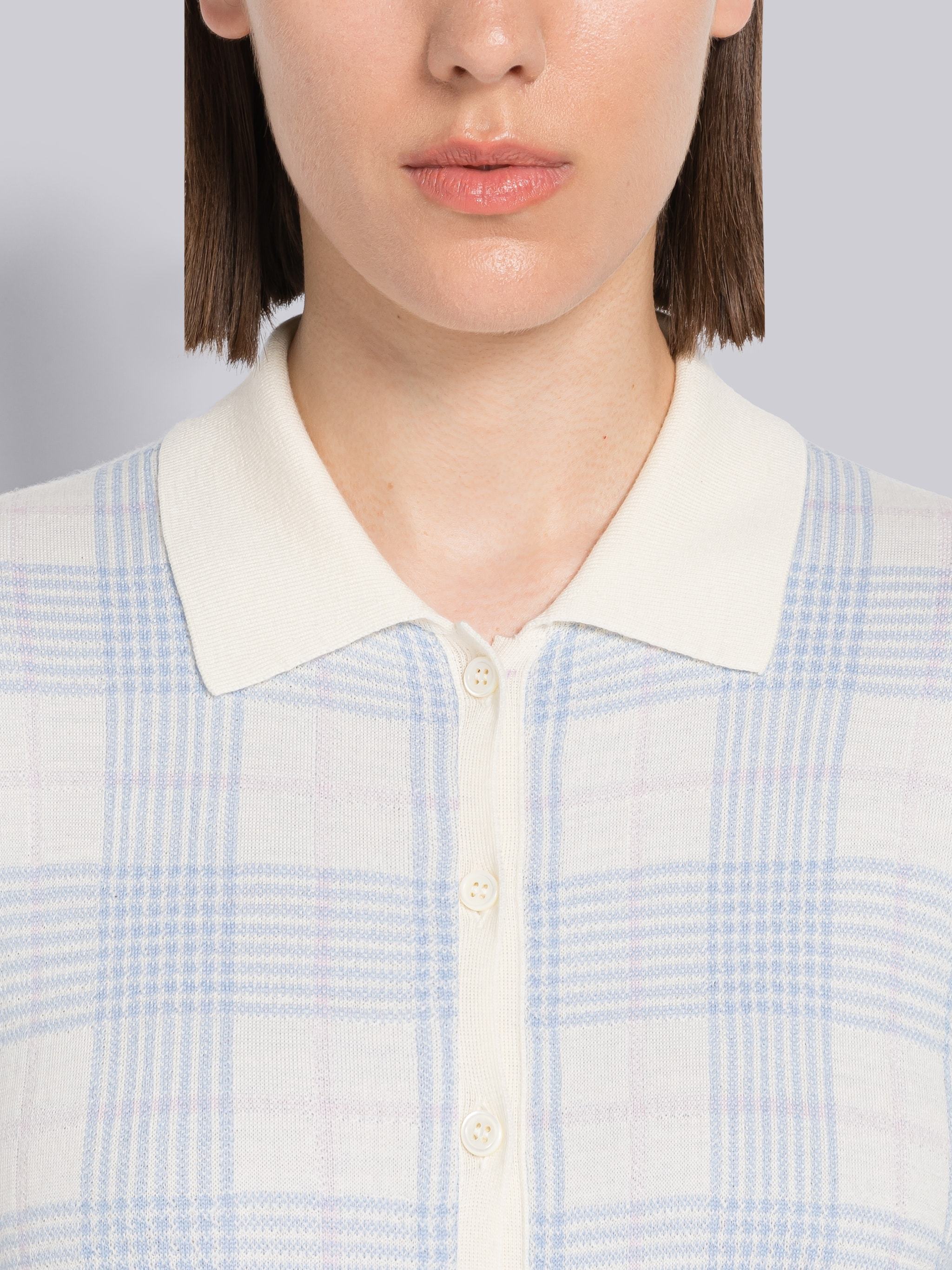 Thom Browne Checked Jacquard Wool Cardigan In White