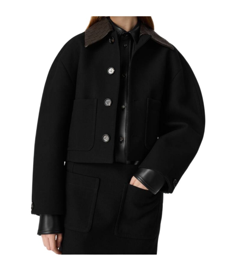 Bottega Veneta Button-front Cotton Jacket In Black