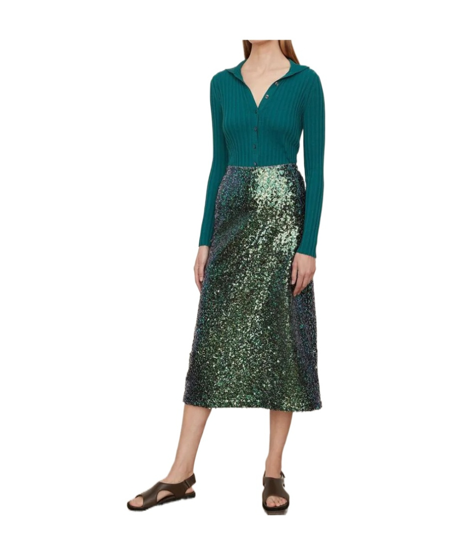 VINCE SEQUIN A-LINE MIDI SKIRT