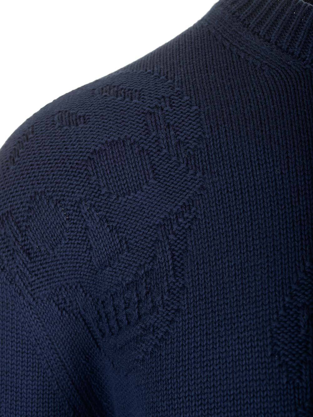 Alexander Mcqueen Round-neck Long-sleeved Sweater In Blue