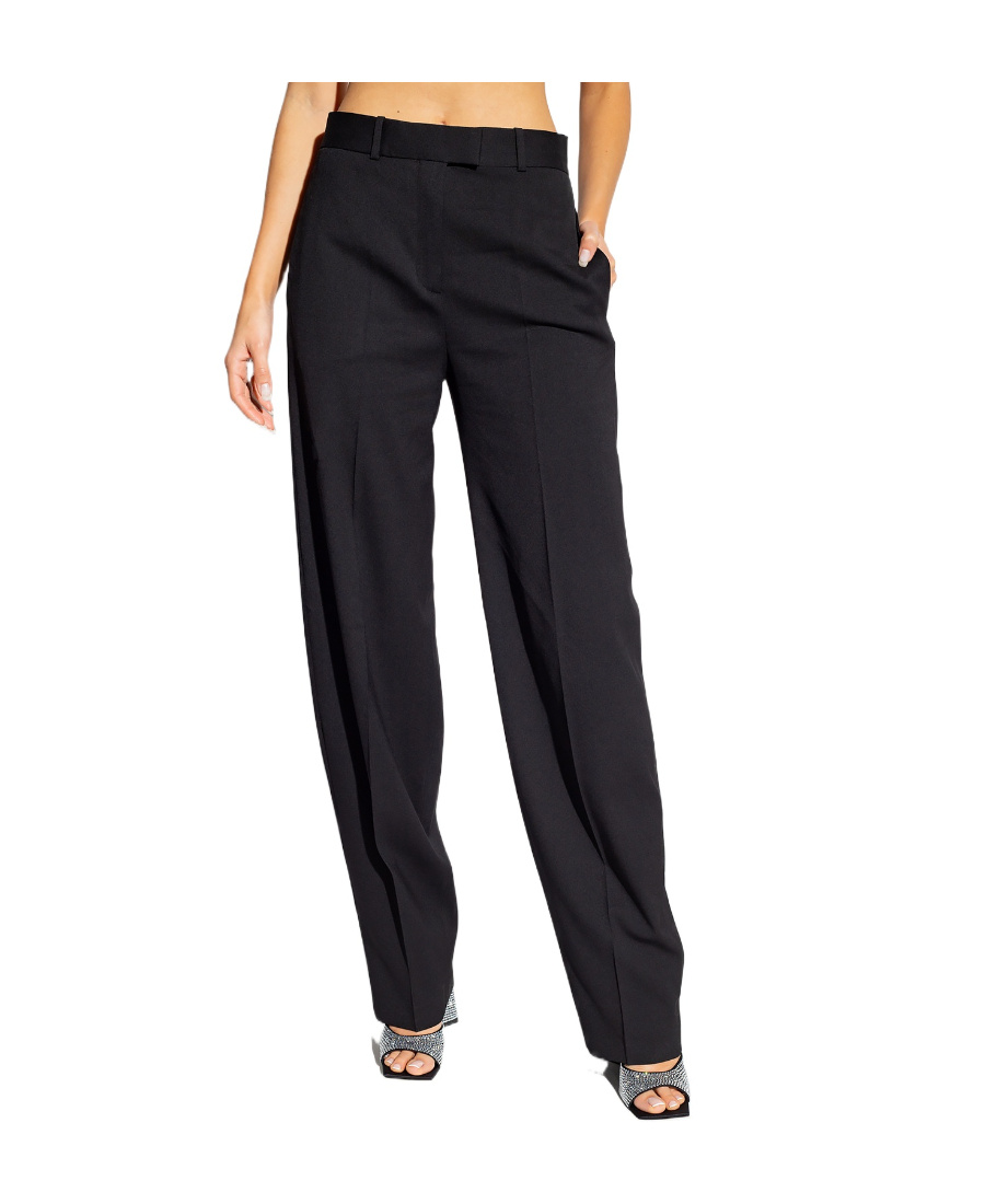 Shop Attico Straight-leg Wool-blend Trousers In Black