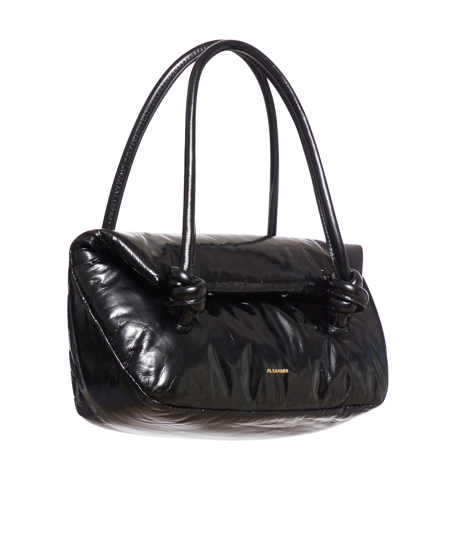 Jil Sander Padded Leather Shoulder Bag In Black
