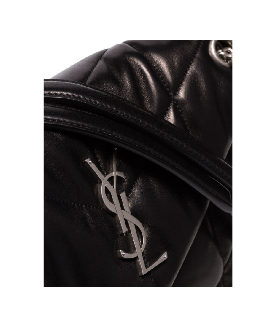 Saint Laurent Women Puffer Small Leather Shoulder Bag In Black