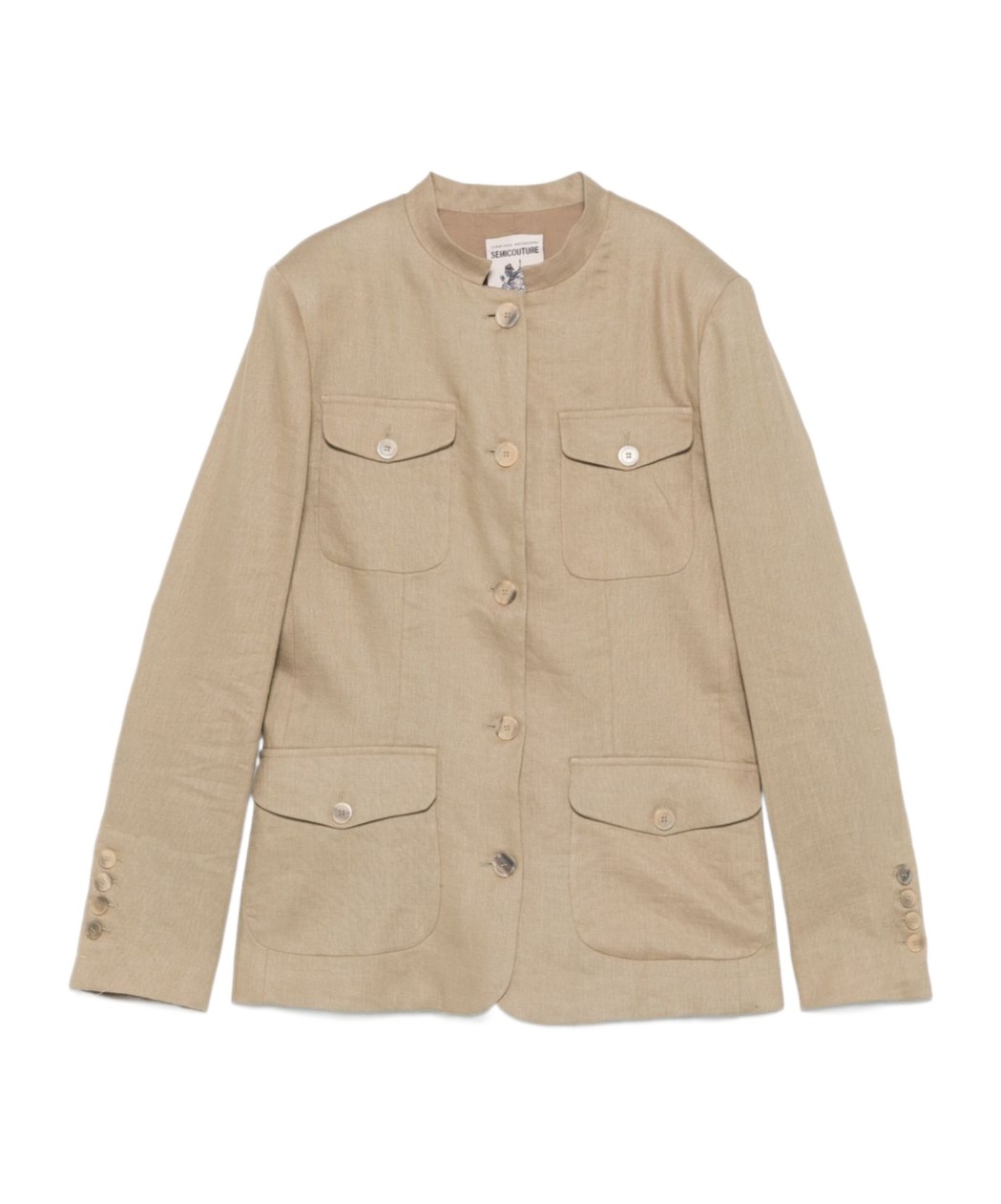 Semicouture Long Sleeve Casual Jacket In Neutral