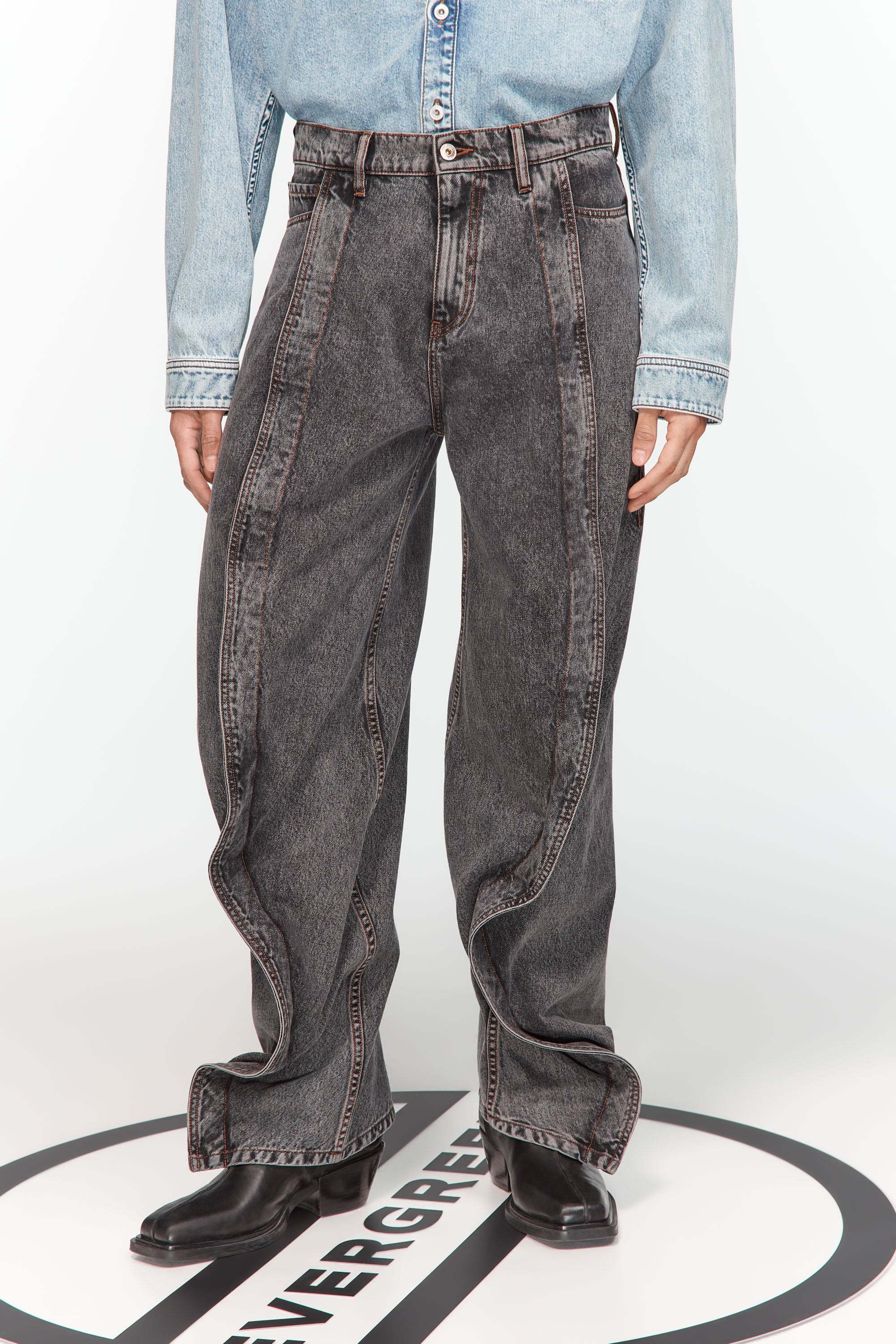 Y/project Draped Low-rise Wide-leg Jeans In Black