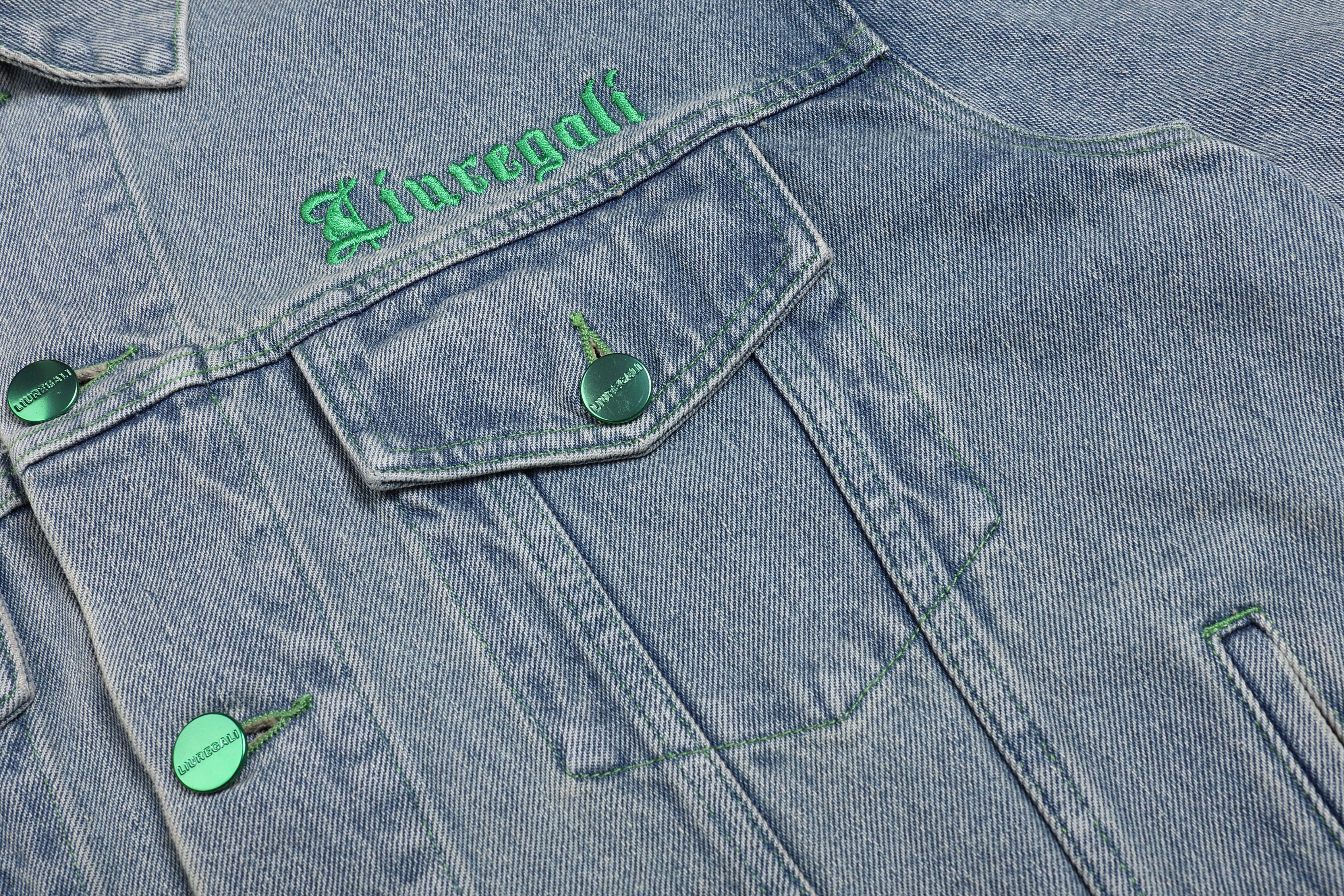 Liuregali Logo Denim Jacket In Gray