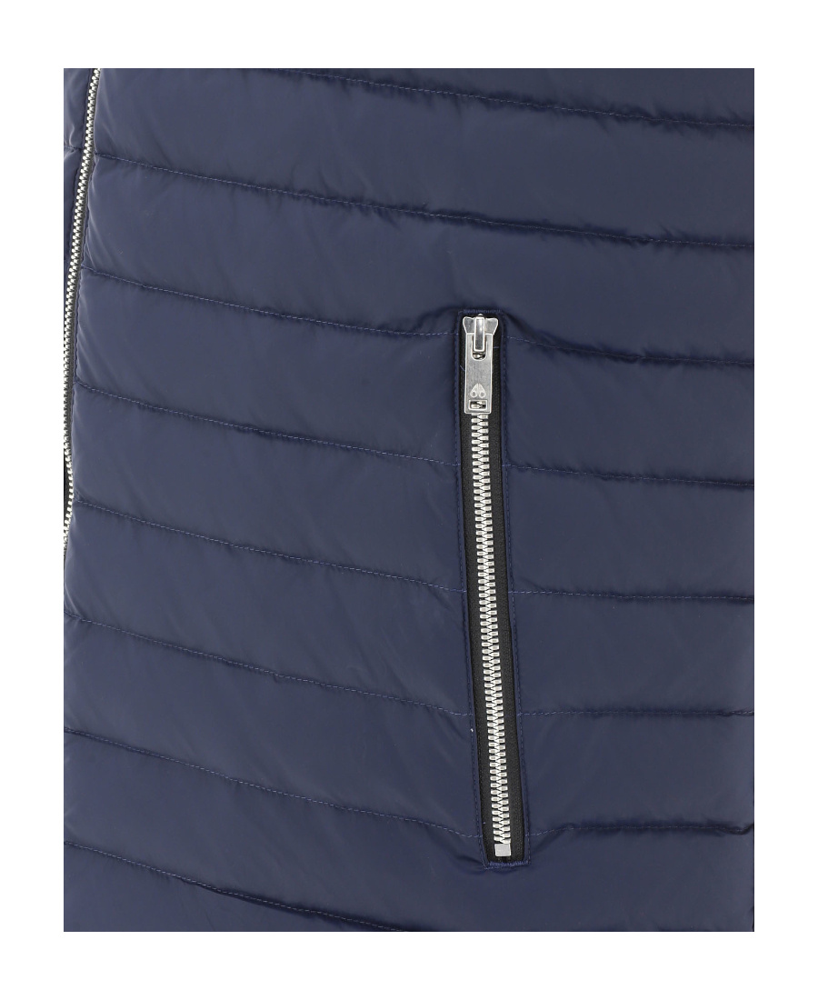 Moose Knuckles Zip-up Hooded Gilet In Blue