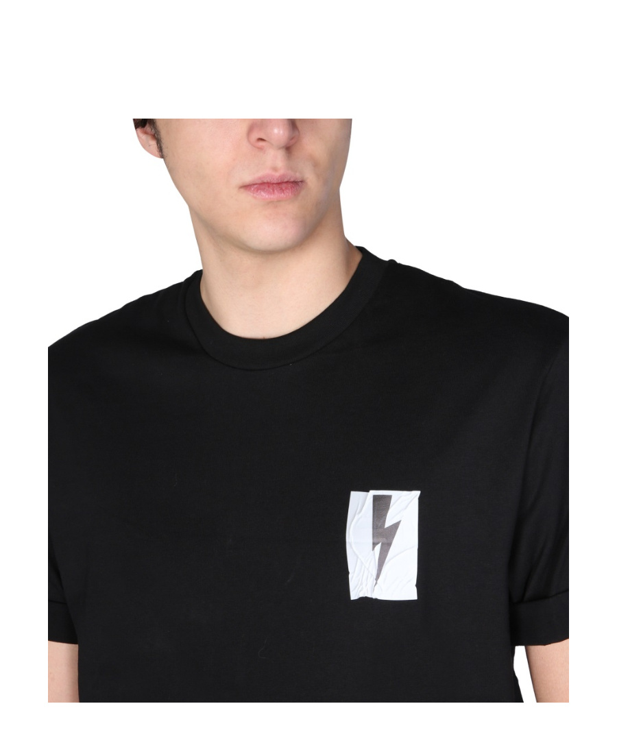 Neil Barrett Flag Bolt Cotton T-shirt In Black