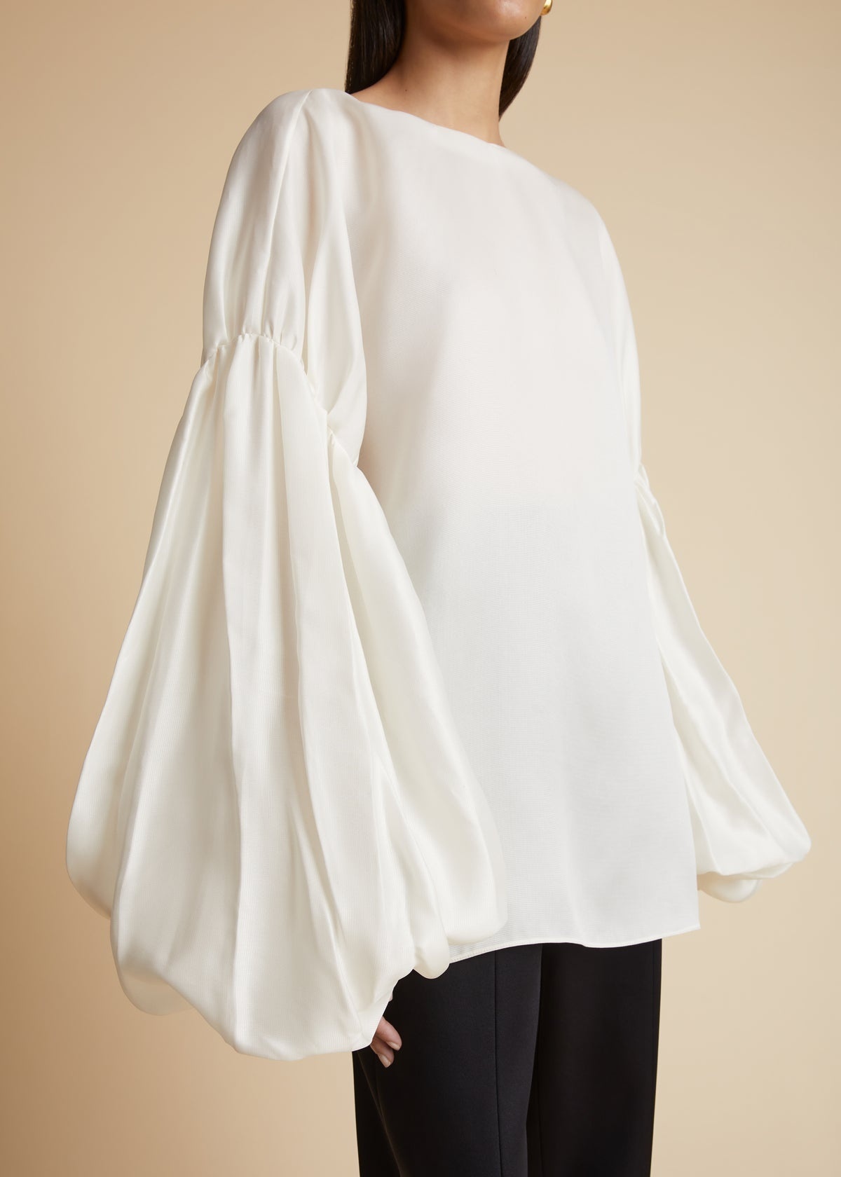 Shop Khaite The Quico Silk Blouse In White