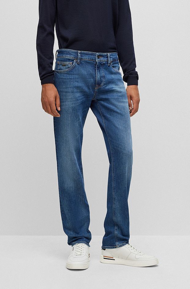 Hugo Boss Regular-fit Jeans In Italian Cashmere-touch Denim In Blue