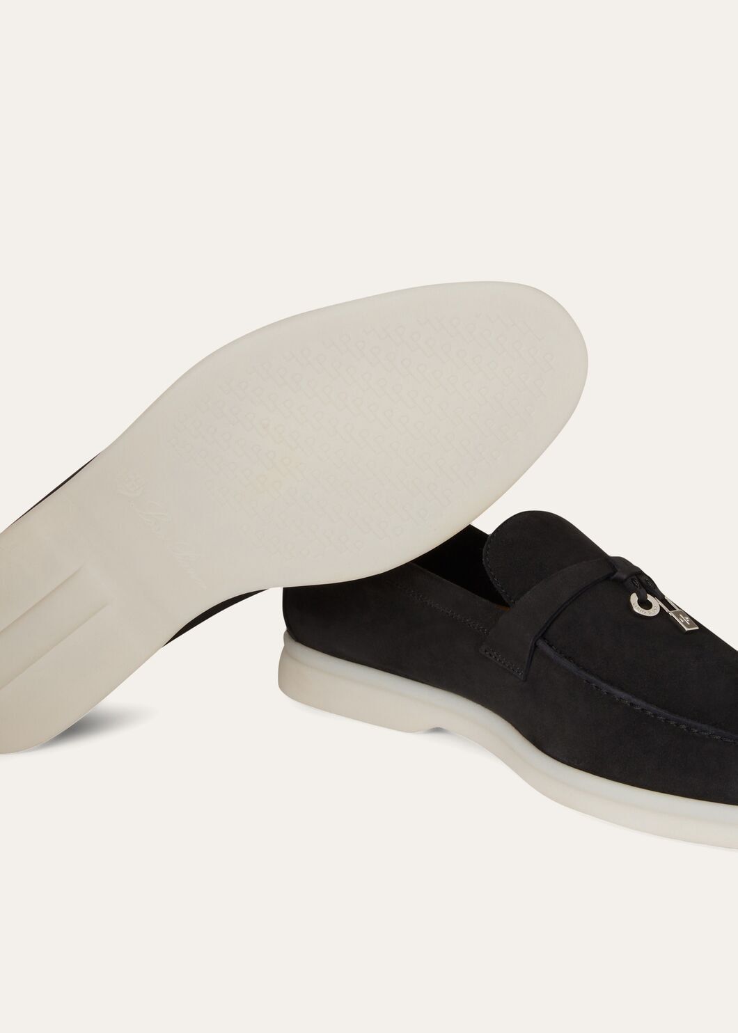 Loro Piana Summer Charms Walk Mokasin Shoes In Caviar Color