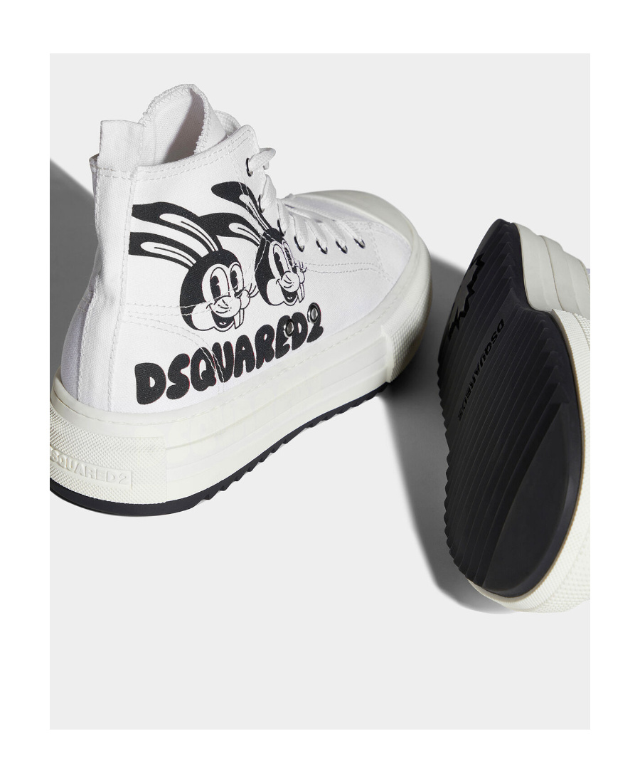 Shop Dsquared2 Logo-print High-top Sneakers In White