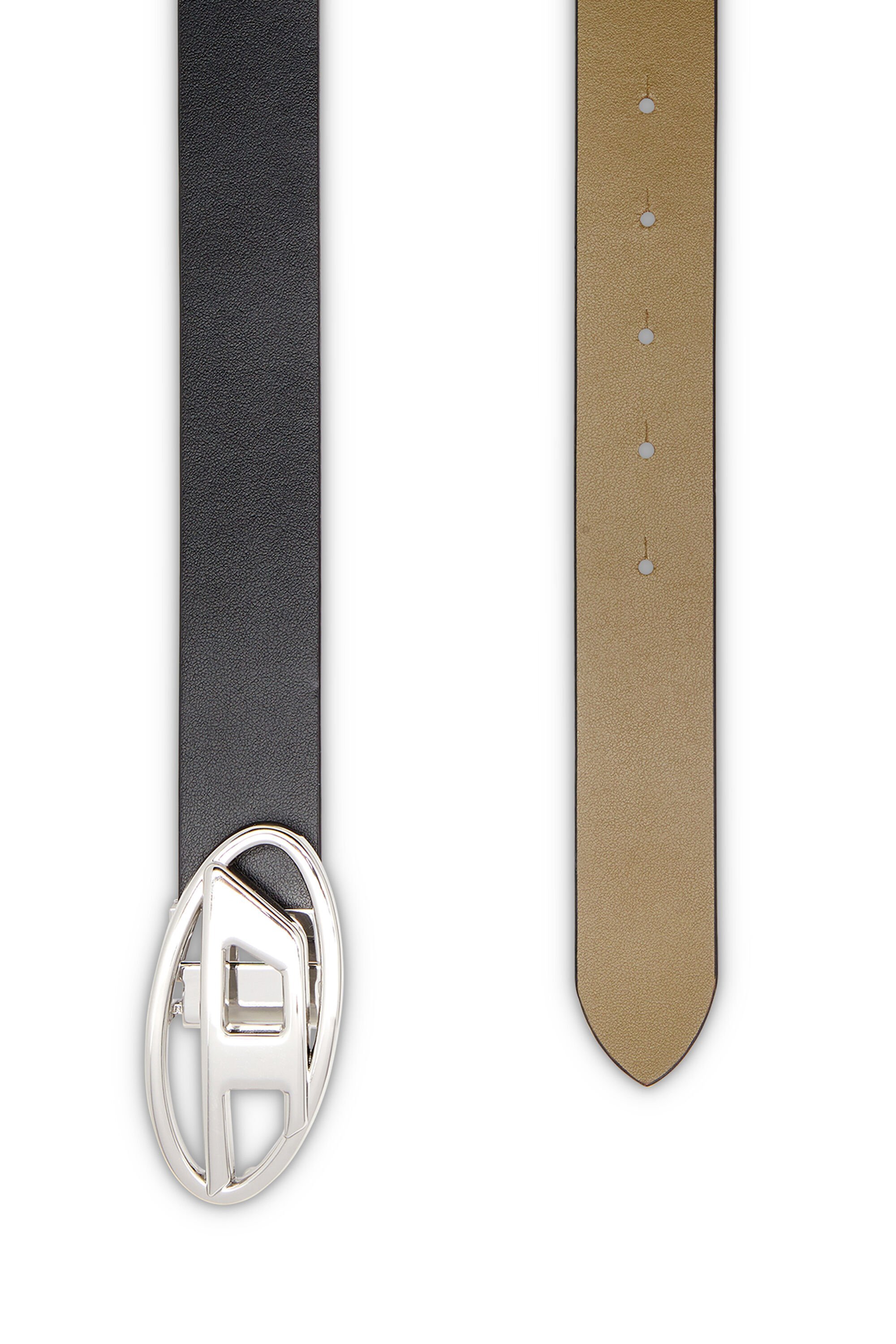 Diesel Reversible Belt With Adjustable Metal Buckle In Black