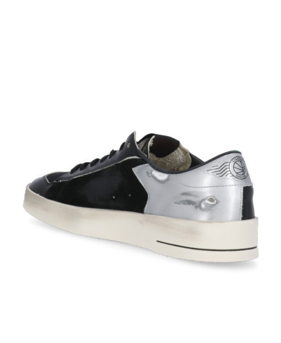 Golden Goose Black Leather Sneakers With Textured Detailing In Black
