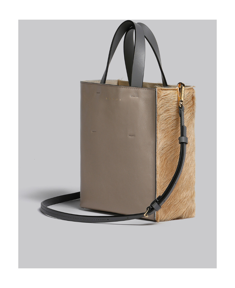 Marni Museo Colour-block Leather Tote Bag In Nude