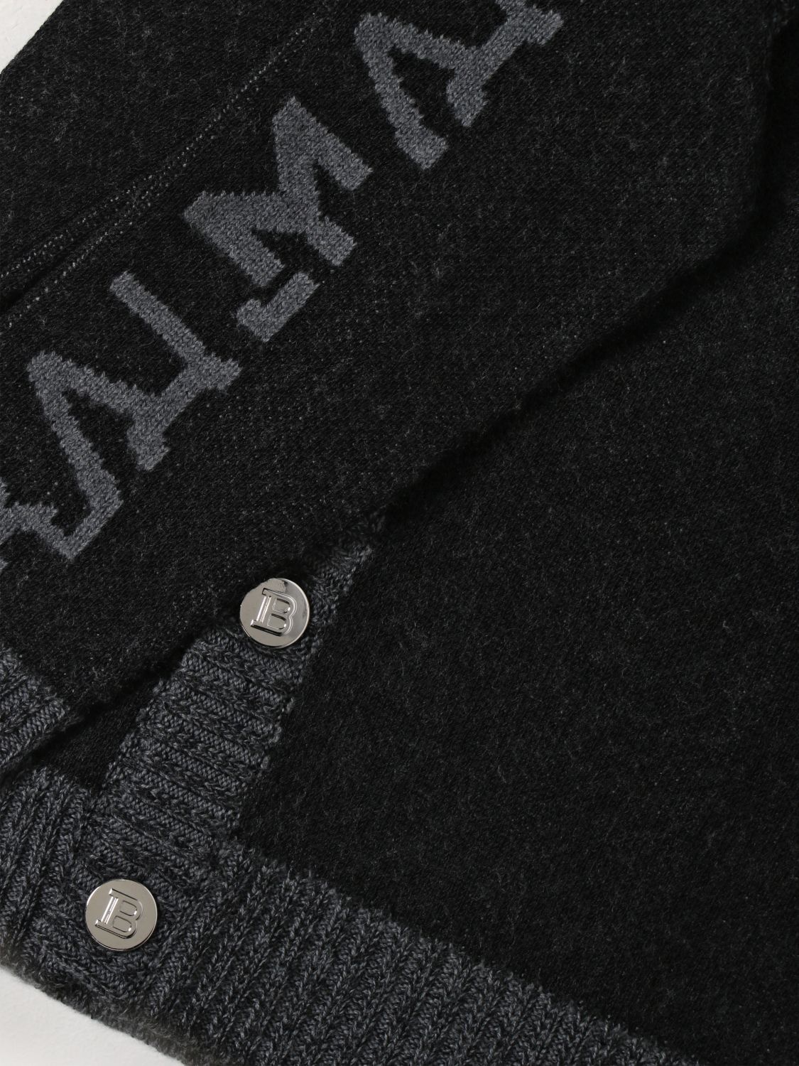 Balmain Kids Logo-embellished Button-up Knitted Cardigan In Black