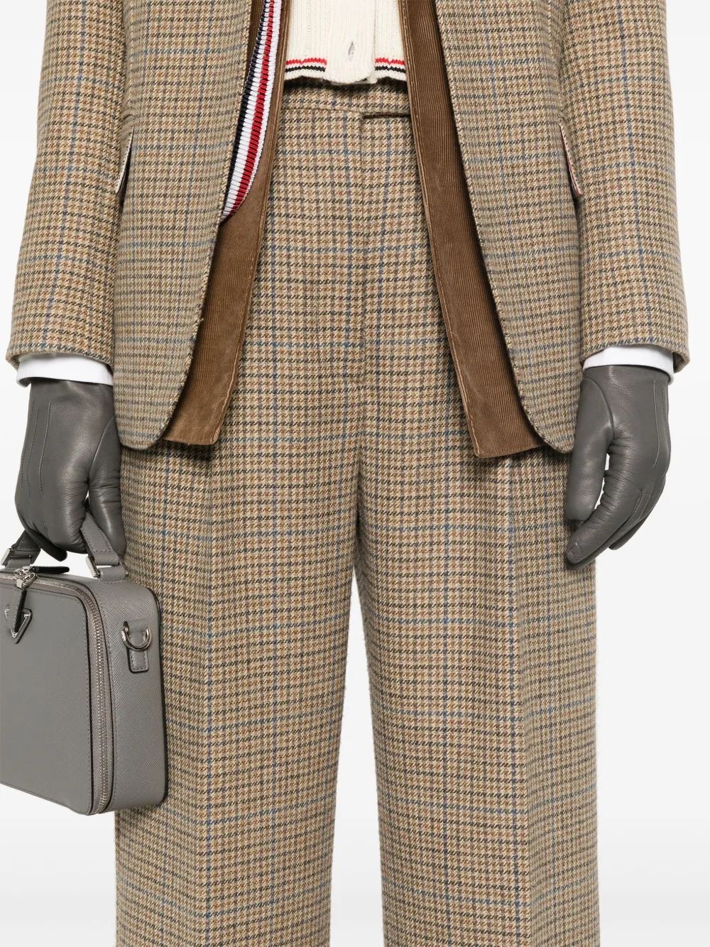 Thom Browne Ginclub Check Cheviot Tweed Trousers In Brown