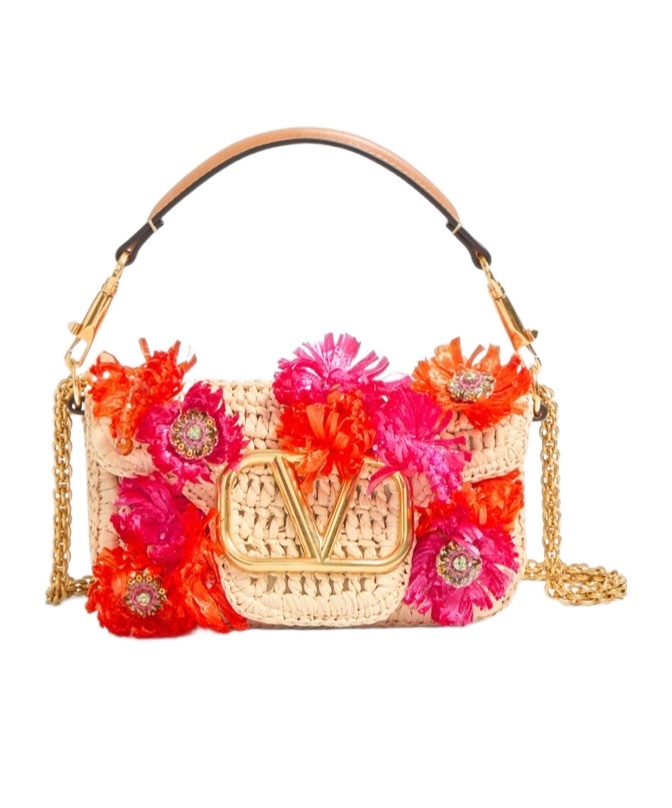 Valentino Small Shoulder Bag With Flowers And Beads In Nude