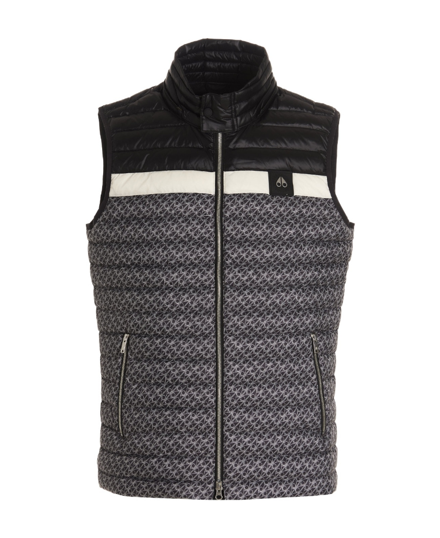 Moose Knuckles Logo Jacquard Padded Gilet In Black