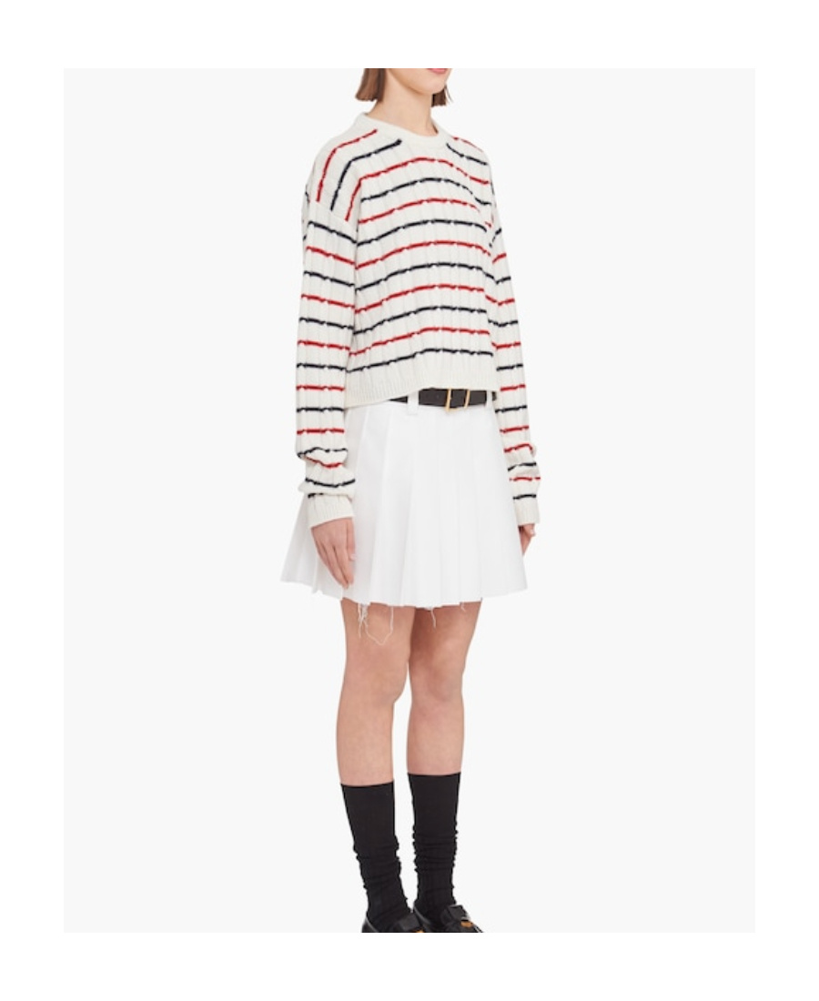 Miu Miu Striped Cable-knit Jumper In White
