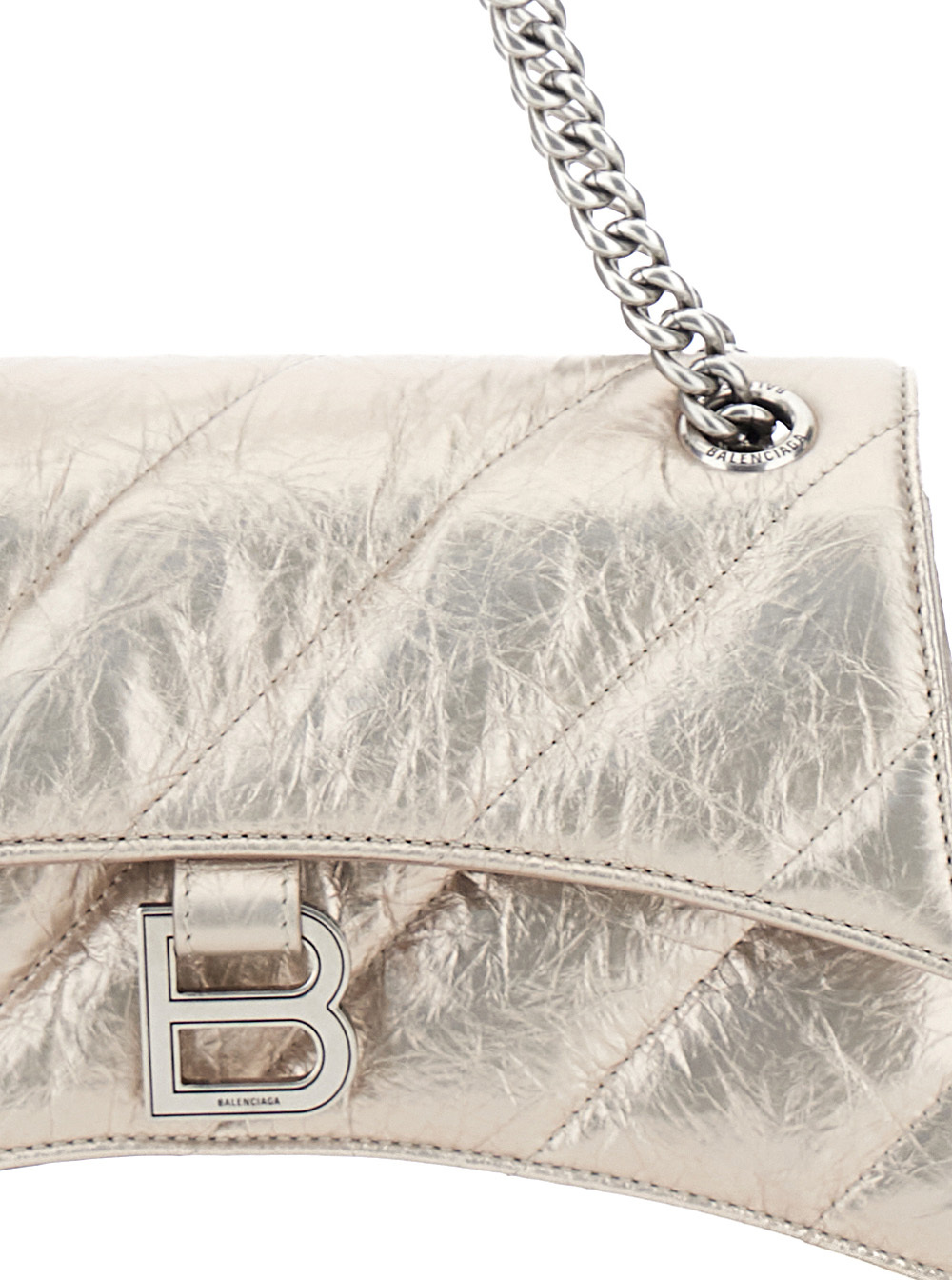 Balenciaga Crush Small Quilted Metallic Chain Shoulder Bag In Yellow