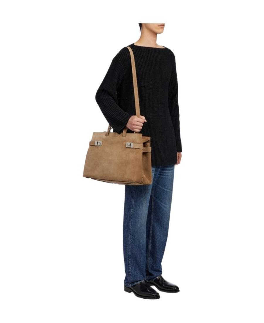 Ferragamo Salvatore  Logo Plaque Briefcase In Brown