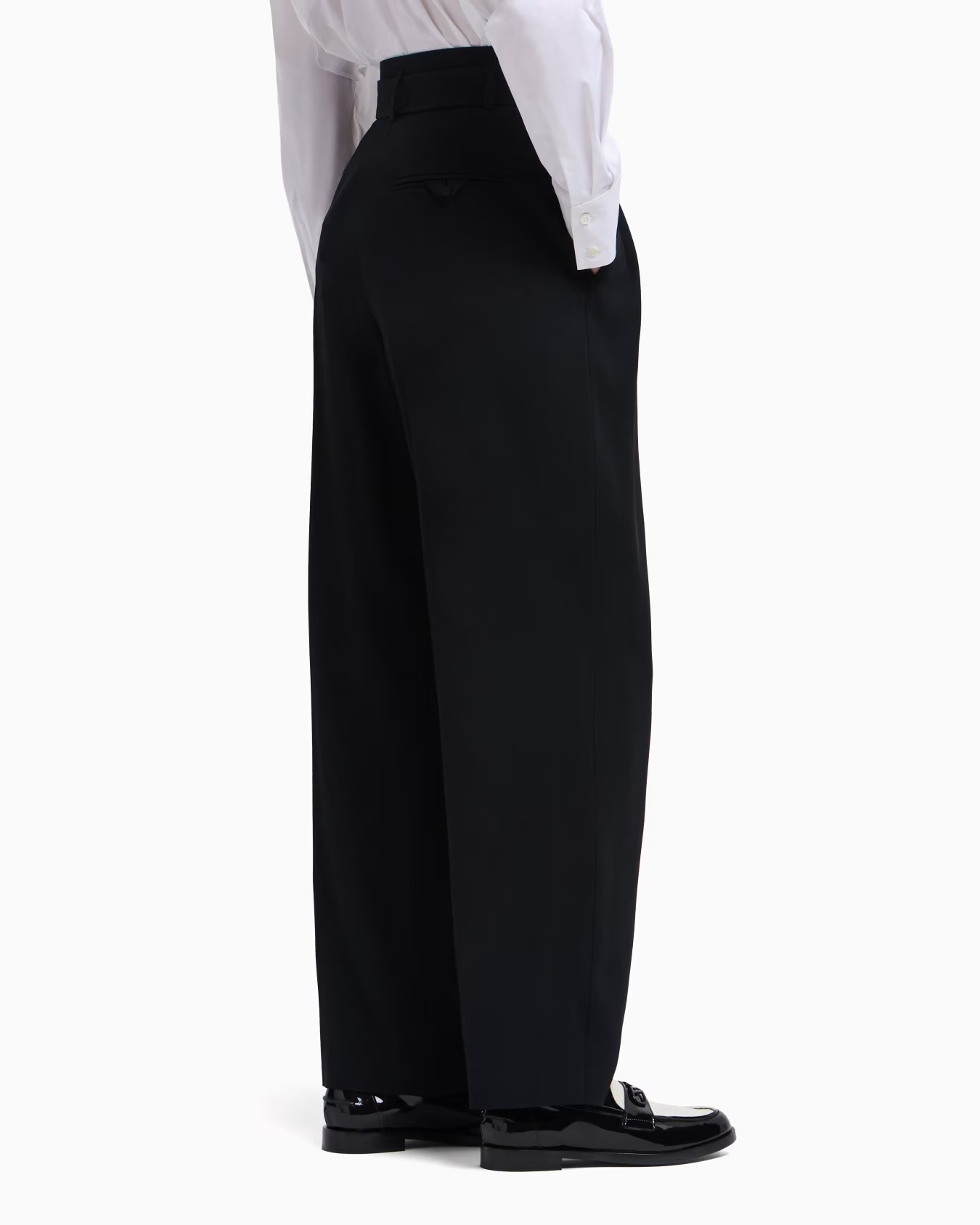 Emporio Armani Envers Satin Trousers With Pleats And Belt In Black