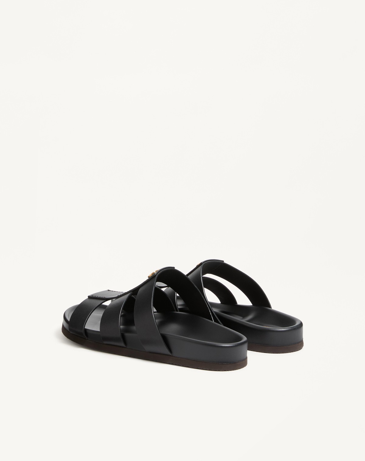 Valentino Garavani Studshield Logo-embellished Leather Sandals In Black