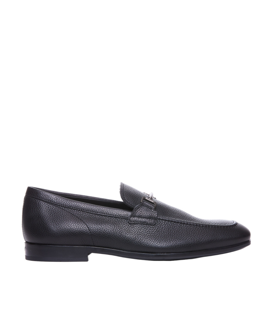Tod's Logo Engraved Loafers In Black