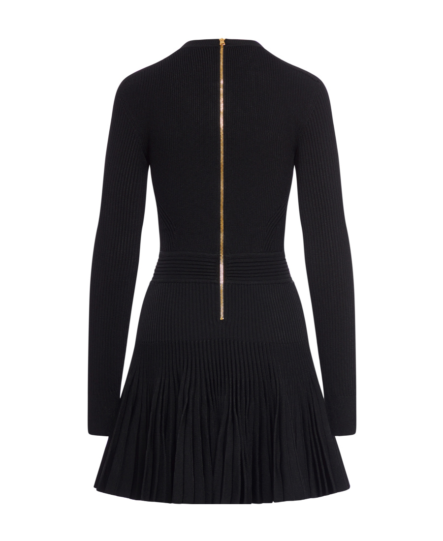 Balmain Viscose-blend Knit Mini Dress In Black