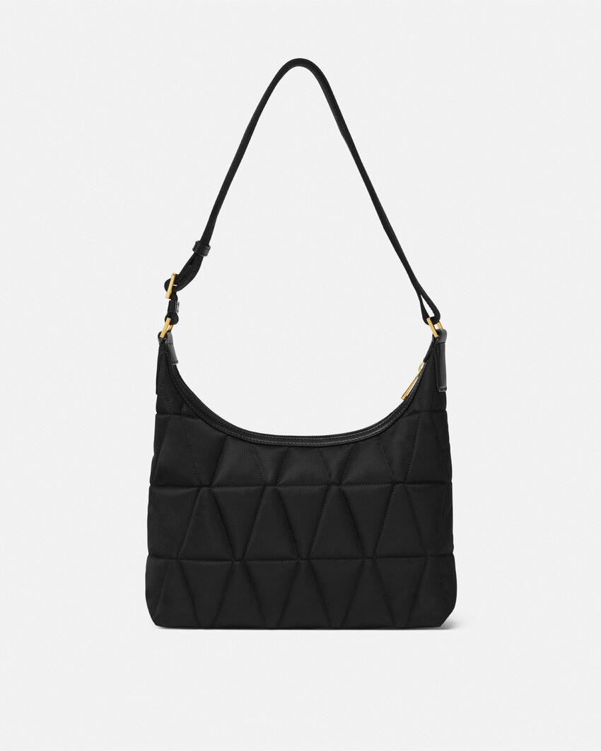 Versace Zippered Shoulder Bag In Black