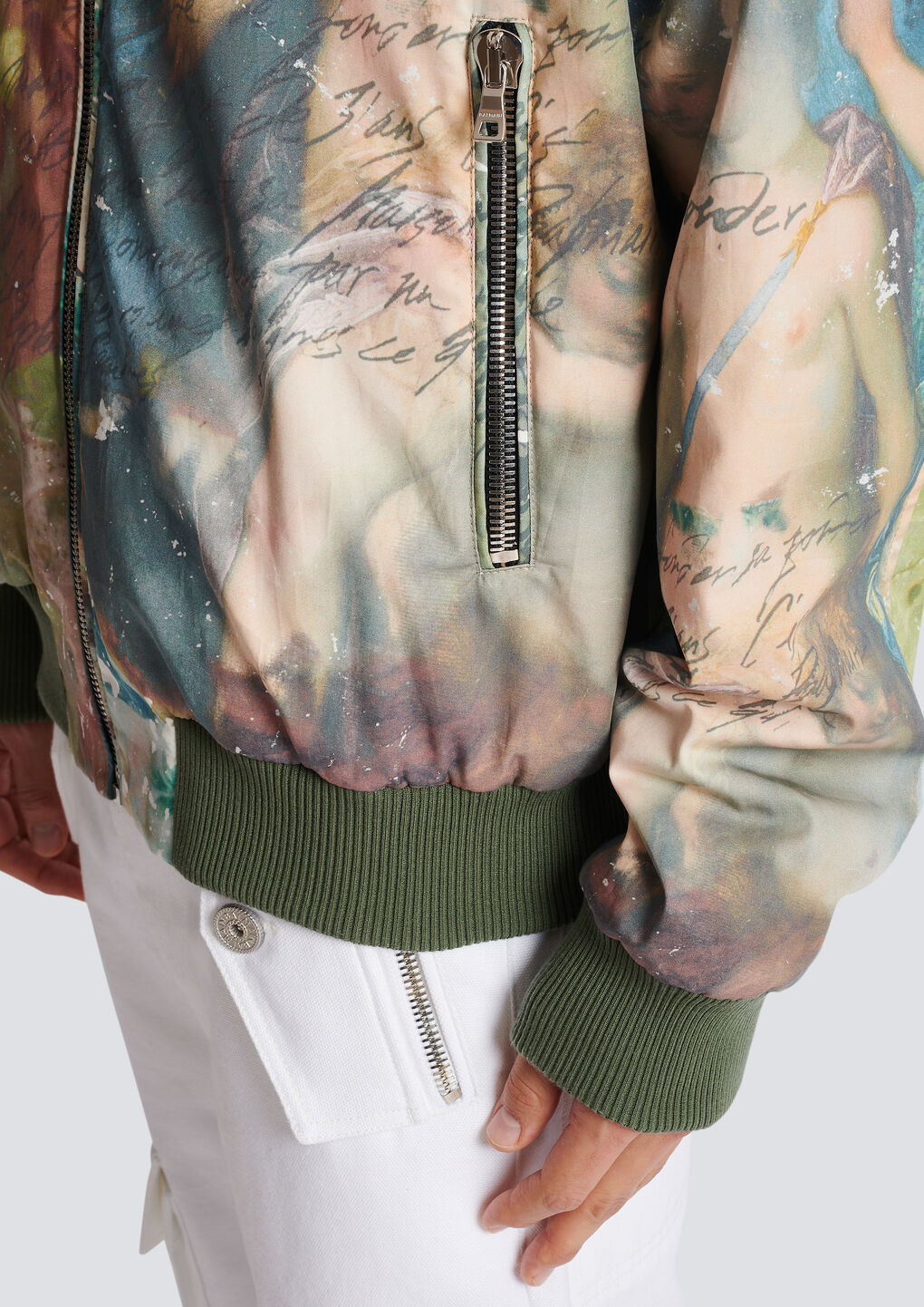 Balmain Men's Sky Print Reversible Bomber Jacket | Size 50 | Ah0tf355cd83 In Green
