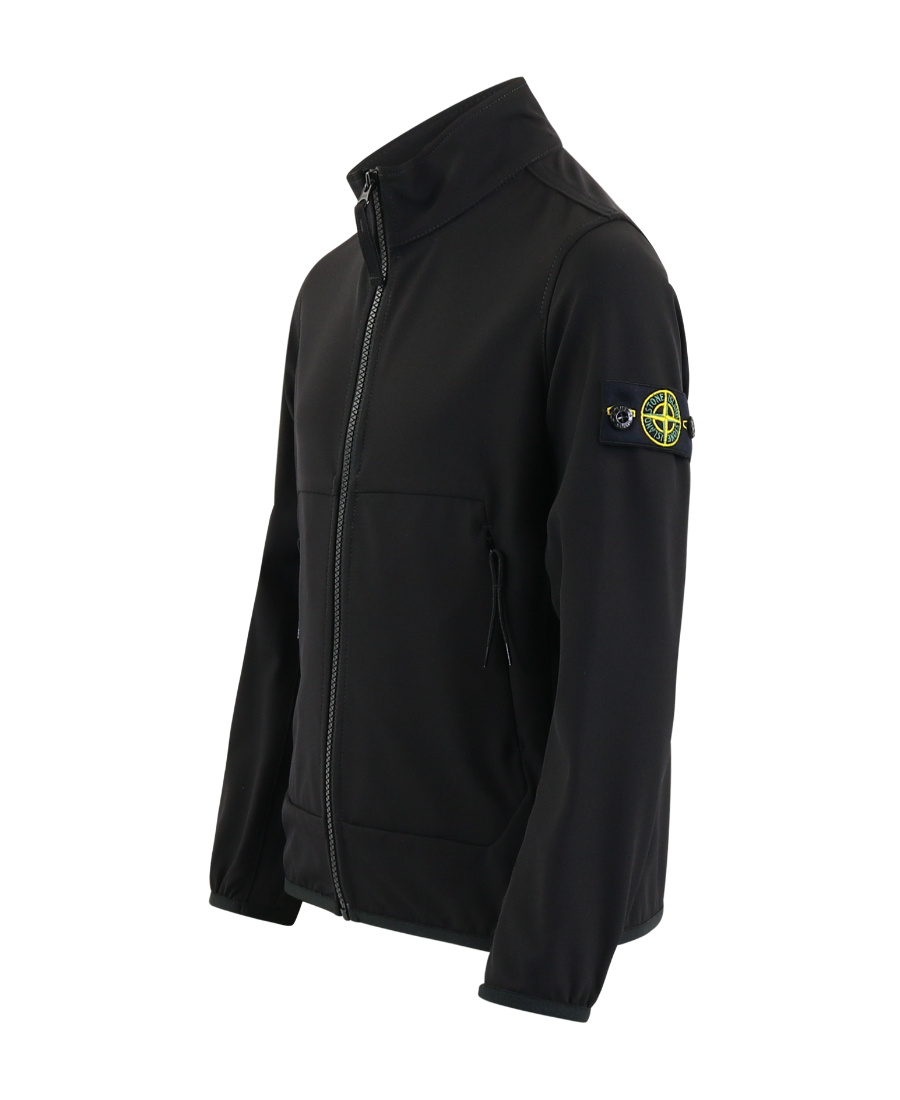 Stone Island Teen Zipped Compass-patch Jacket In Black
