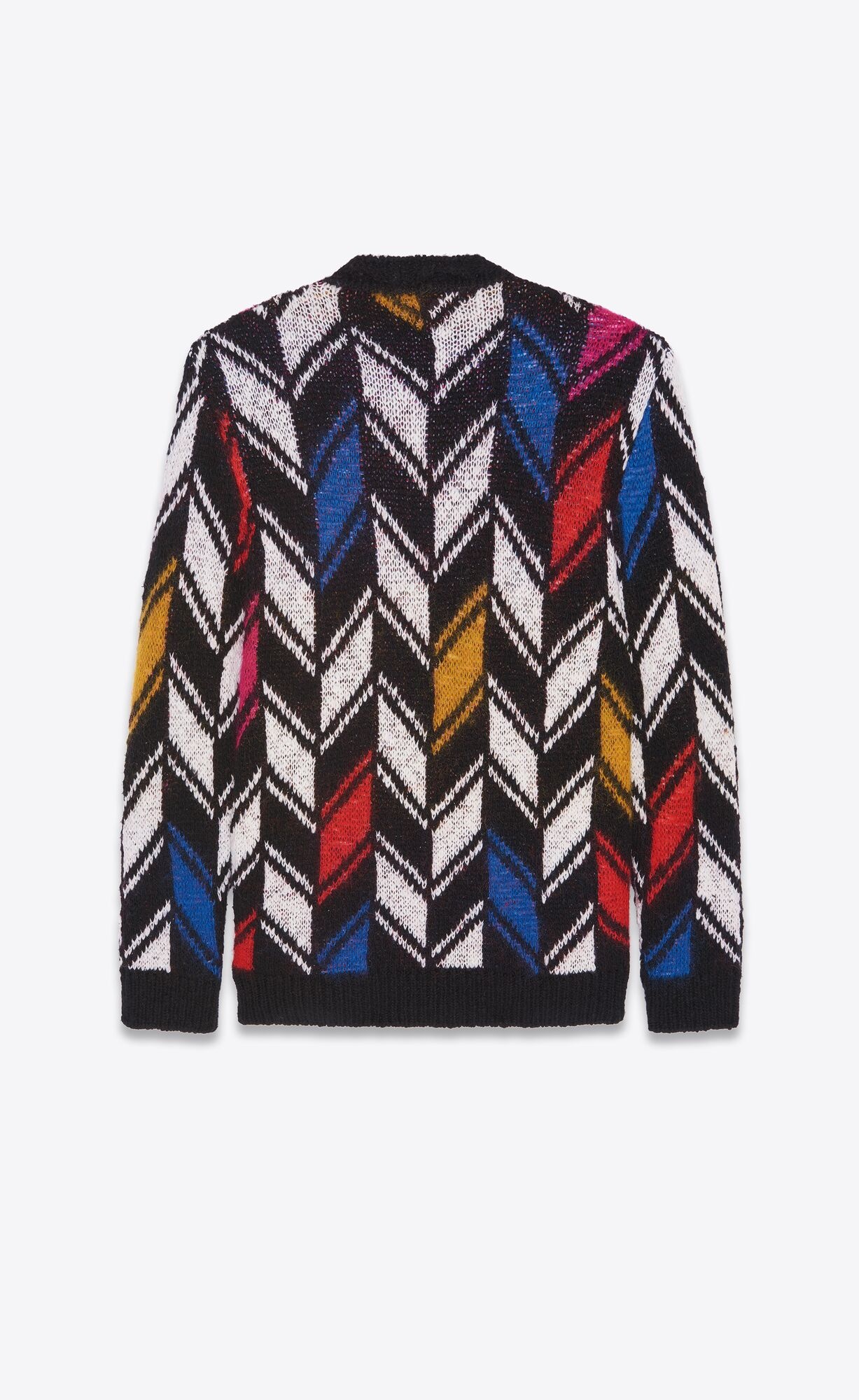 Saint Laurent Patterned Intarsia-knit Cardigan In Black
