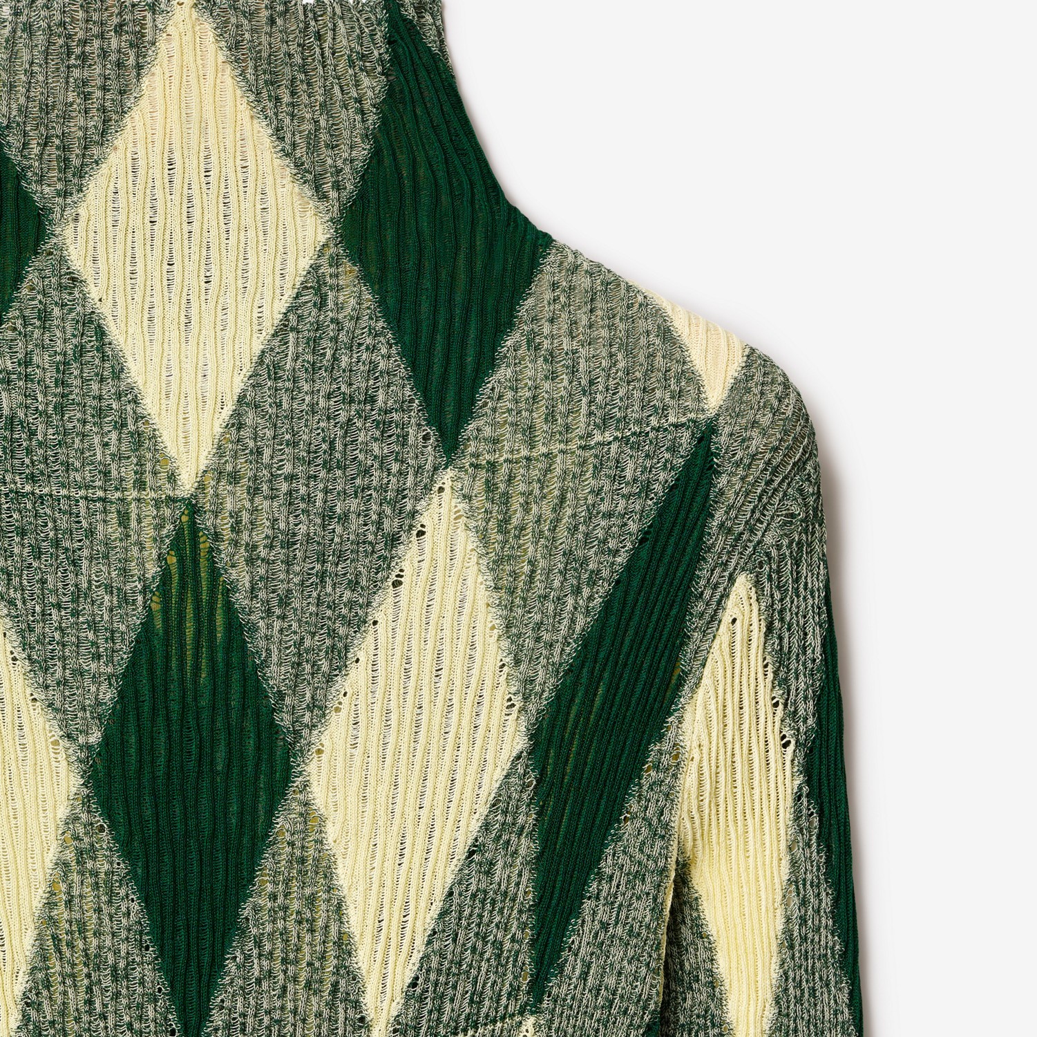 Burberry High-neck Slim Fit Dress With Argyle Motif In Green